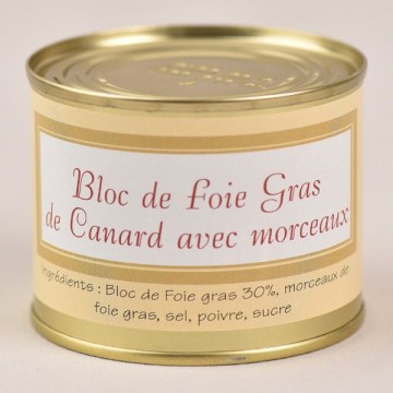 Bloc de foie gras de canard avec morceaux -190g